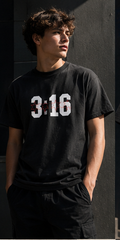 John 3:16 Christian T-shirt in black, front view