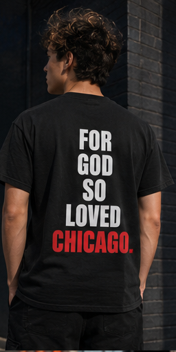 John 3:16 black Christian T-shirt, back