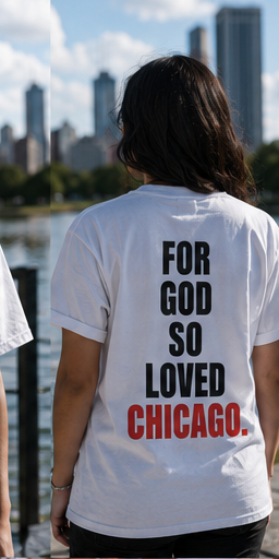 John 3:16 Christian T-shirt in white, back view
