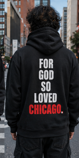 John 3:16 Christian hoodie in black, back view