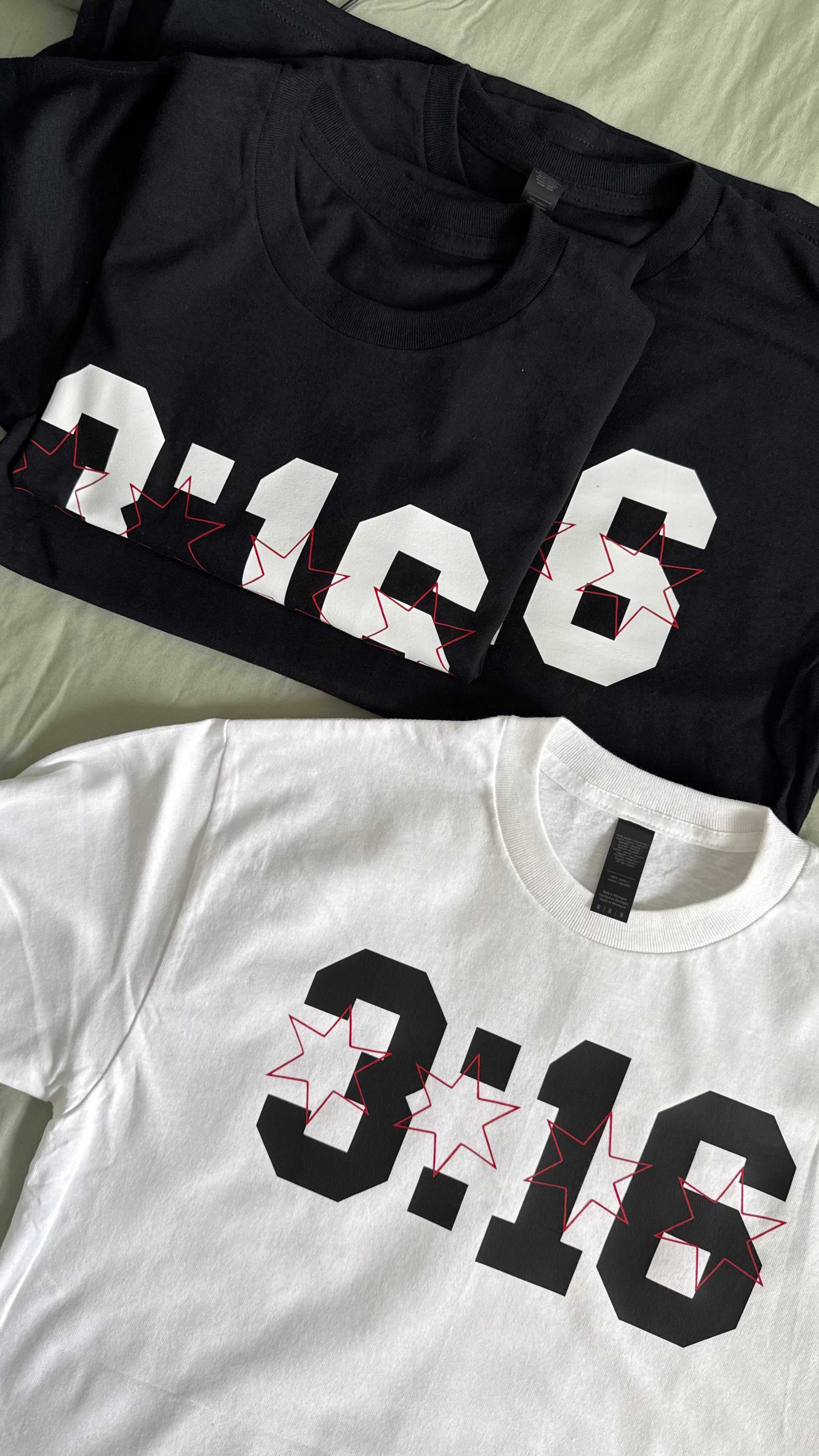 Black and white John 3:16 Christian T-shirts